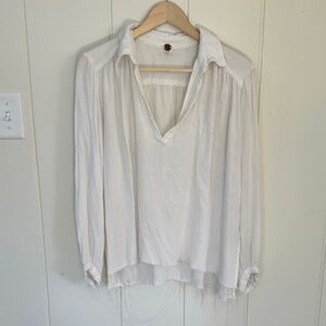 Free People Flowy White Blouse